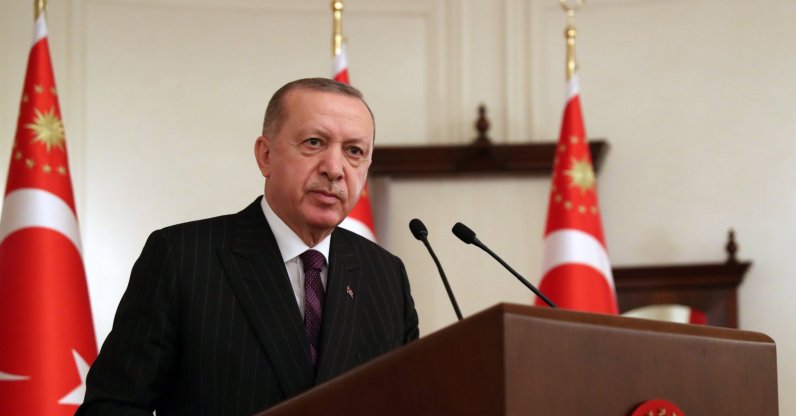 President Recep Tayyip Erdoğan addresses European Union ambassadors in the capital Ankara, Turkey, Jan. 12, 2021. (AA File Photo)