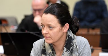 NSU terrorist Beate Zschaepe sitting in the Higher Regional Court of Munich for the NSU trial in Munich, Germany, May 2, 2018. (Getty Images)