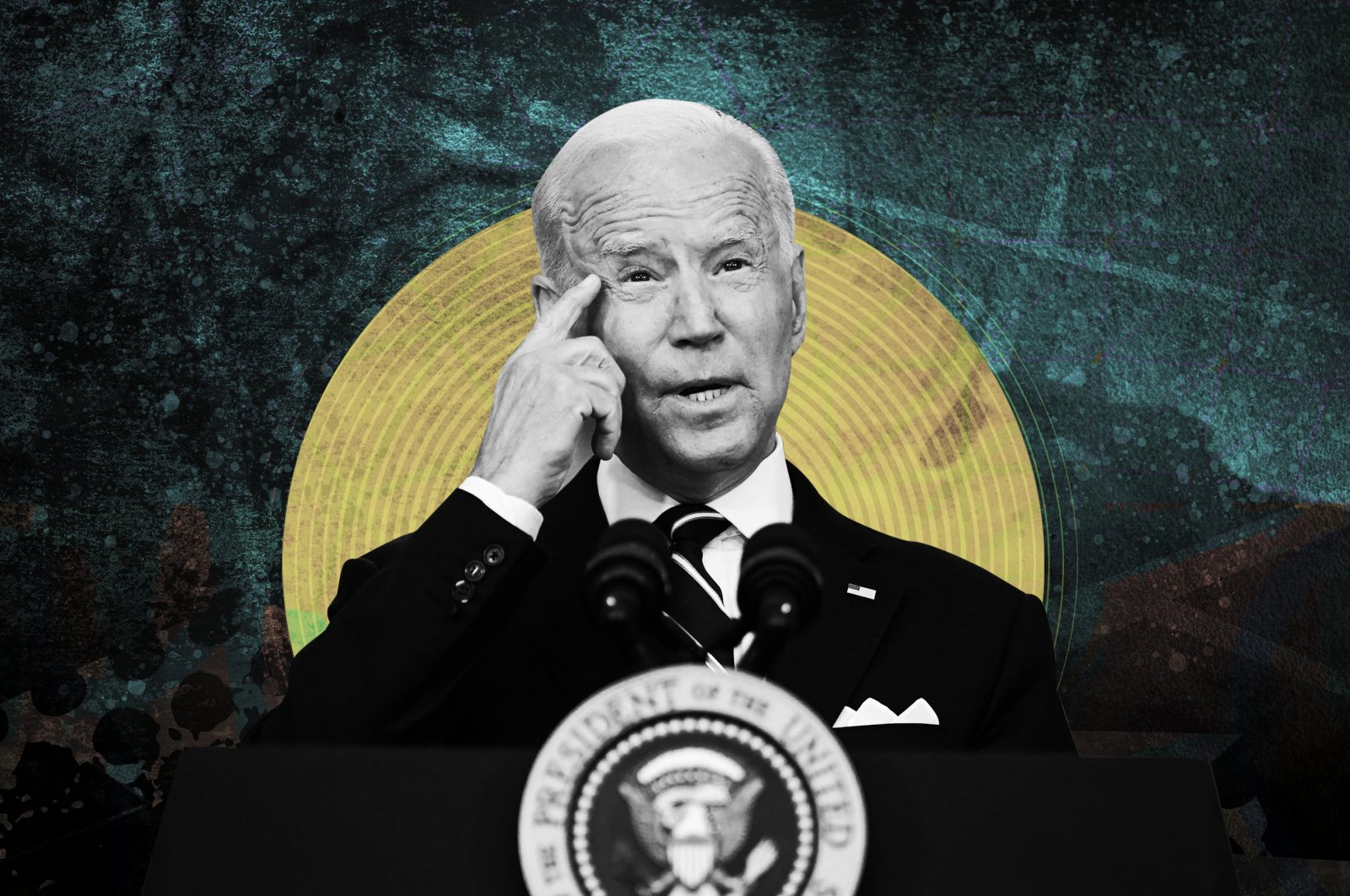 A photo illustration by Daily Sabah's Büşra Öztürk shows U.S. President Joe Biden.