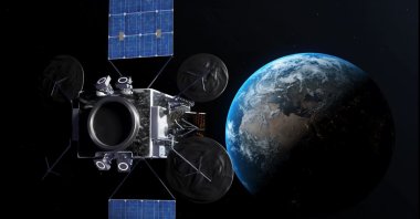 A screenshot taken from a video by Turkish Aerospace Industries (TAI) on the communication satellite technologies developed by the company, Feb. 12, 2021. (DHA Photo)