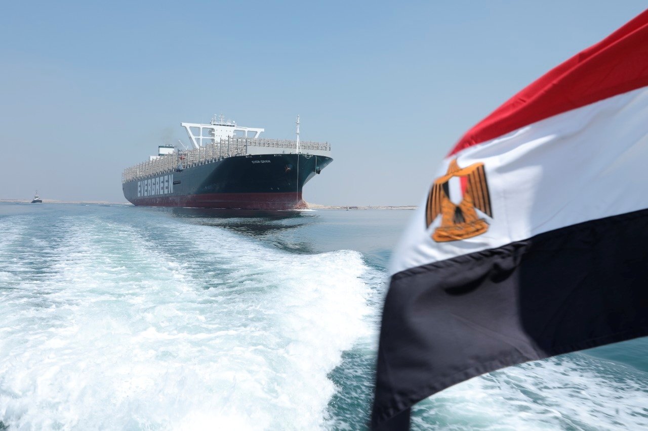 An empty Ever Given is seen after sailing through the Suez Canal in Ismailia, Egypt, Aug. 20, 2021. (Suez Canal Authority handout via Reuters)