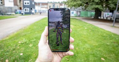 Invisible to all those without a phone, the artworks of the NRW-Forum in Dusseldorf are entirely based in the AR world. (DPA Photo) 