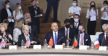 Foreign Minister Mevlüt Çavuşoğlu (C) represents Turkey at the Crimean Platform Summit in Kyiv, Ukraine, Aug. 23, 2021. (AA Photo)
