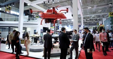 Firefighter UAVs belonging to DASAL in display at IDEF 2021, Istanbul, Turkey, Aug. 23, 2021. (AA Photo)