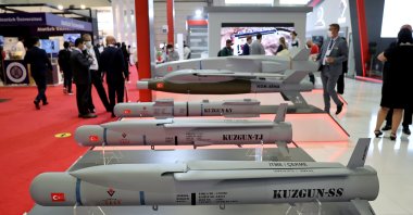 TÜBİTAK SAGE-developed ammunitions on display at IDEF, Istanbul, Turkey, Aug. 19, 2021. (AA Photo)
