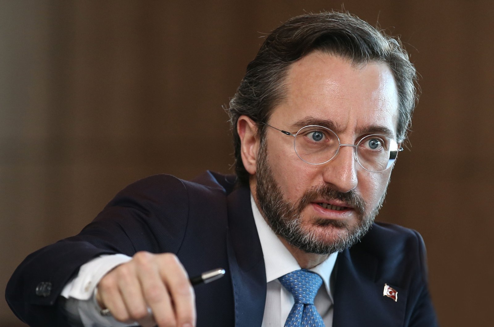 Communications Director Fahrettin Altun speaks during a press conference at the Communications Directorate in Ankara on Dec. 12, 2020 (AA Photo)