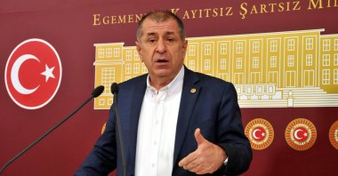 Deputy Umit Özdağ speaks to reporters at the Turkish Parliament, Ankara, Turkey, June 6, 2020. (Sabah File Photo)