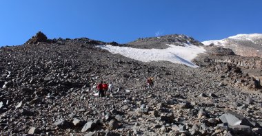 A view of the shrinking glacier at Mount Ağrı, in Ağrı, eastern Turkey, Aug. 24, 2021. (AA Photo)