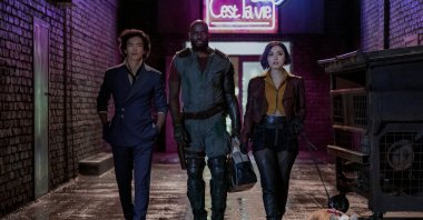 John Cho as Spike Spiegel, Mustafa Shakir as Jet Black and Daniella Pineda as Faye Valentin in "Cowboy Bebop," a highly anticipated anime adaptation set to arrive on Netflix in November. (DPA Photo)