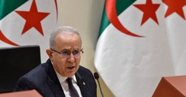 Algeria's Foreign Minister Ramtane Lamamra holds a press conference in the capital Algiers, Algeria, on Aug. 24, 2021. (Ryad Kramdi / AFP Photo)