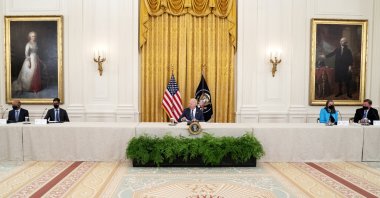 U.S. President Joe Biden speaks during a meeting about cybersecurity in the East Room of the White House, in Washington, D.C, U.S., Aug. 25, 2021. (EPA Photo)