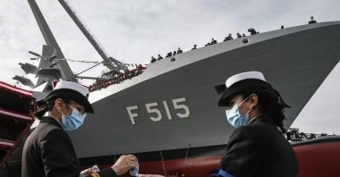 The TCG Istanbul (F515) is launched during a ceremony in Istanbul, Turkey, Jan. 23, 2021. (DHA Photo)