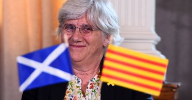Catalonia's former Education Minister Clara Ponsati attends a press conference in Edinburgh, Scotland, July 11, 2018. (AFP Photo)