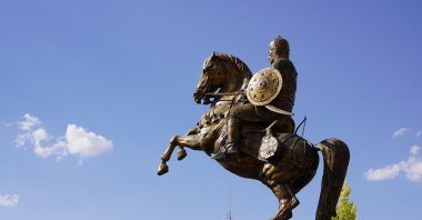 Statue of Alp Arslan in Malazgirt, Muş, Turkey, July 8, 2021. (Shutterstock Photo)