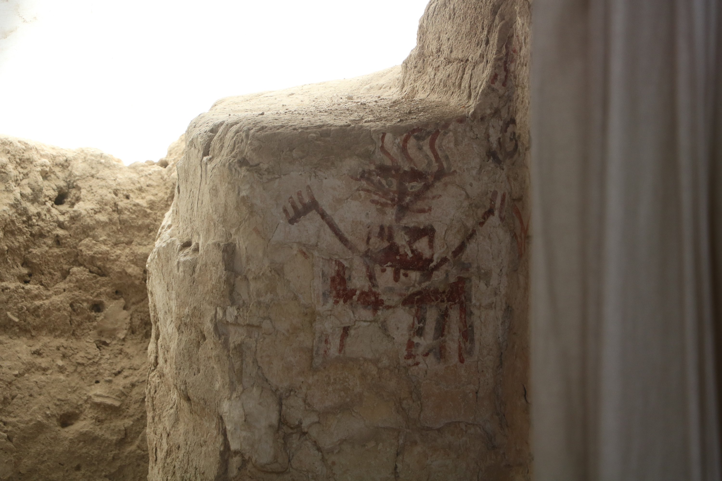 A wall painting in the archaeological site of Arslantepe, Malatya, eastern Turkey, Aug. 18, 2021. (IHA Photo)