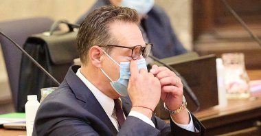 Austria's former Vice-Chancellor Heinz-Christian Strache waits for the start of a trial session at court in Vienna, Austria, Aug. 27, 2021. (Reuters Photo)
