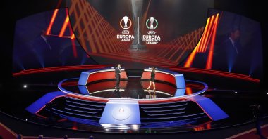 General view before the Europa League and Europa Conference League group stage draws at the Haliç Congress Center, Istanbul, Turkey, Aug. 27, 2021. (Reuters Photo)