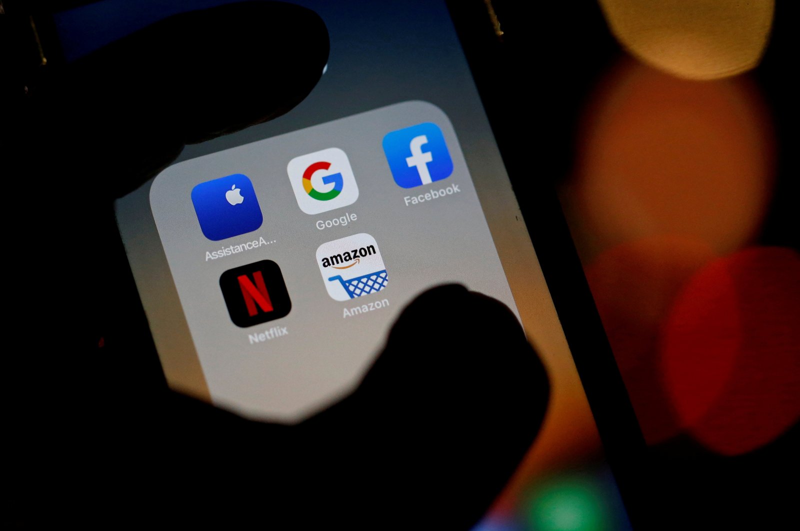The logos of mobile apps, Google, Amazon, Facebook, Apple and Netflix, are displayed on a screen in this illustration picture taken Dec. 3, 2019. (Reuters Photo)