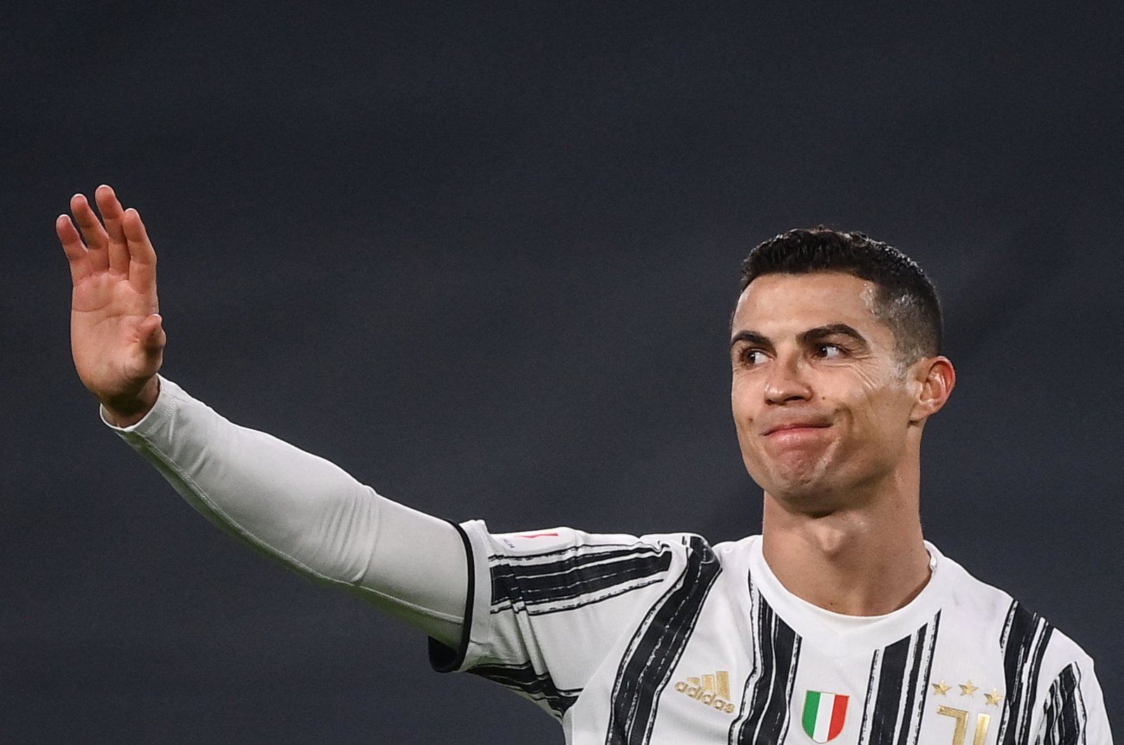 Juventus' Cristiano Ronaldo reacts during an Italian Cup semifinal match against Inter Milan, in Turin, Italy, Feb. 9, 2021. (AFP Photo)
