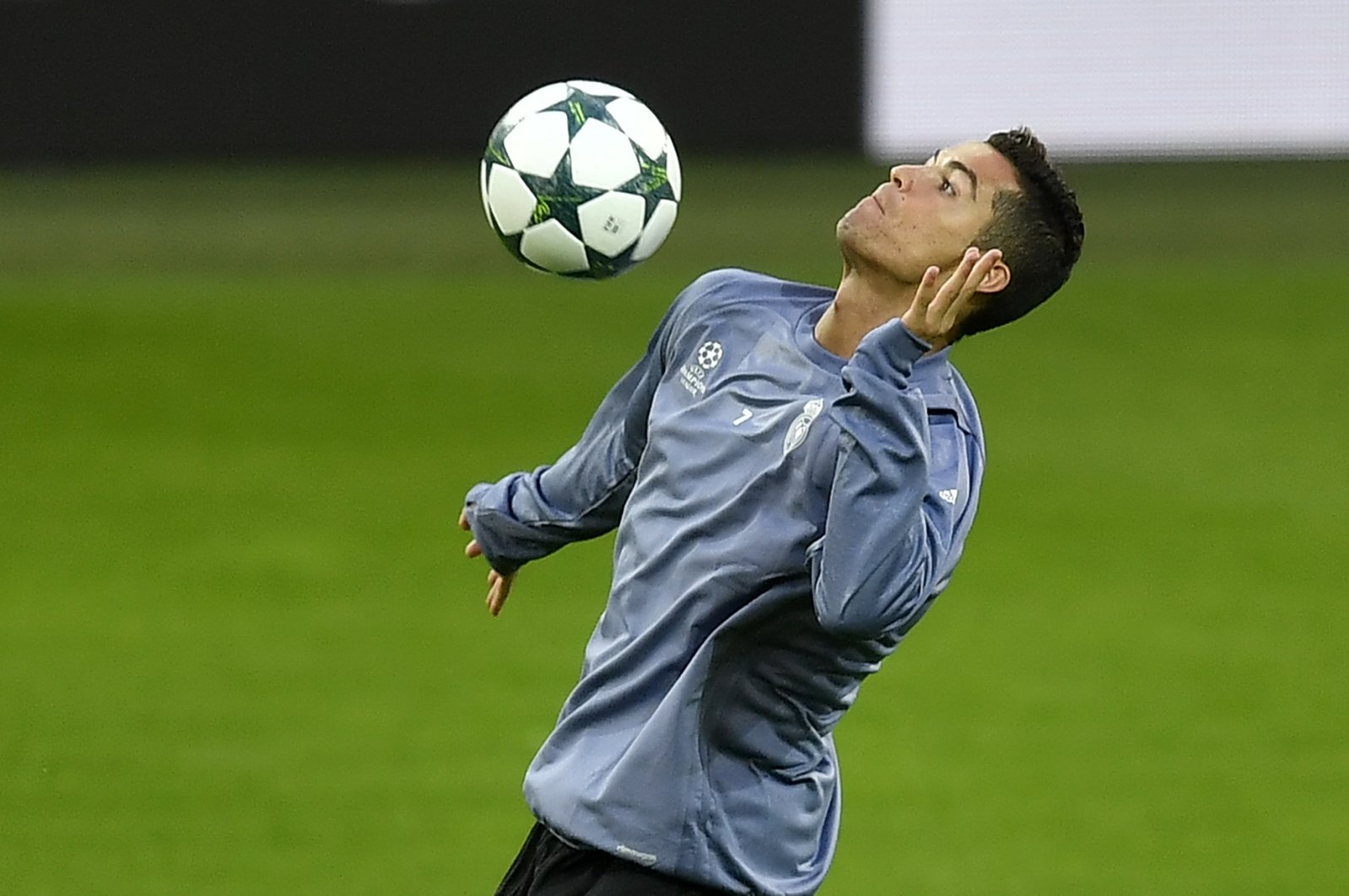 Real Madrid's Christiano Ronaldo jumps for the ball during a training session prior to the Champions League Group F soccer match between Borussia Dortmund and Real Madrid at the stadium in Dortmund, Germany, Monday, Sept. 26, 2016. (AP File Photo)