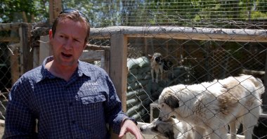 Pen Farthing, founder of British charity Nowzad, an animal shelter, stands in front of a cage on the outskirts of Kabul, Afghanistan, May 1, 2012. (Reuters Photo)