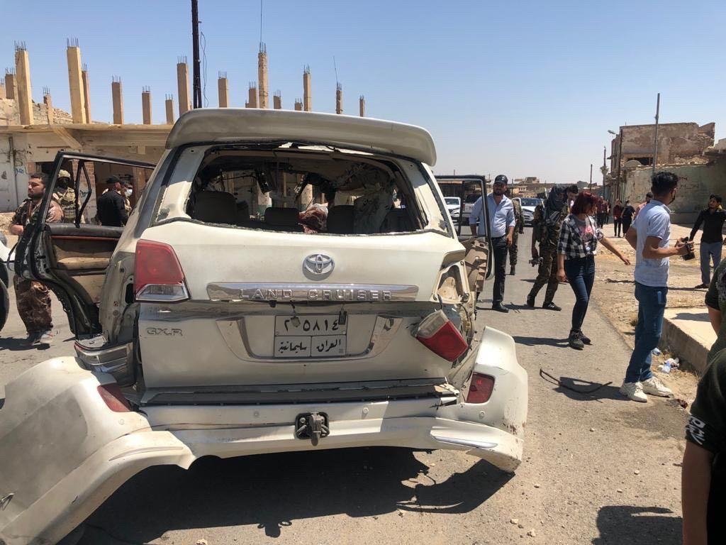 A car belonging to a senior PKK terrorist was targeted by a Turkish operation in Sinjar, northern Iraq, Aug. 20, 2021. (AA Photo)
