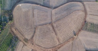 An aerial view of the Tavşanlı Mound, Kütahya, central Turkey, Aug. 28, 2021. (AA Photo)