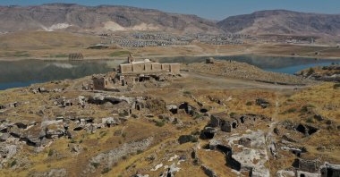 The remains of the Hasankeyf Castle in Batman, Turkey, Aug. 30, 2021. (AA Photo)