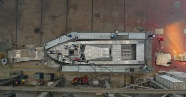 An aerial view of Sefine Shipyard where the construction of the AUSV is ongoing, Yalova, northwestern Turkey, Aug. 30, 2021. (AA Photo)