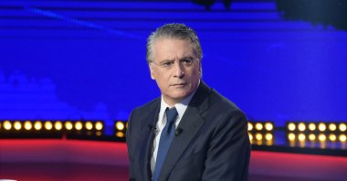 Tunisia's presidential candidate business tycoon Nabil Karoui, 56, attends a debate against Kais Saied (unseen) before the second round of the presidential elections in Tunis, Tunisia, Oct. 11, 2019. (AFP Photo)