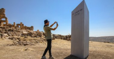 Mysterious monolith reappears in southeastern Turkey. (AA Photo) 
