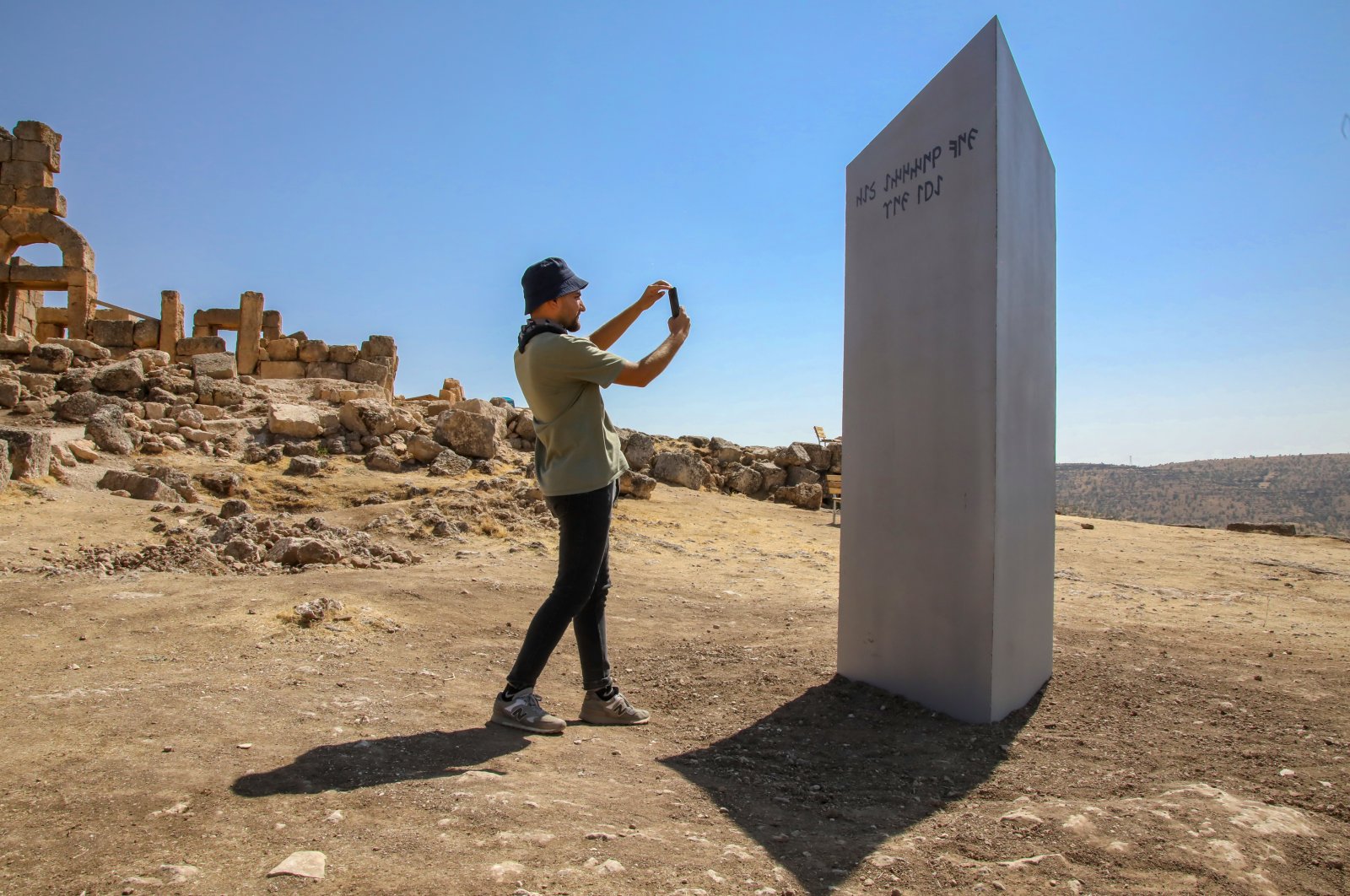 Mysterious monolith reappears in southeastern Turkey. (AA Photo) 
