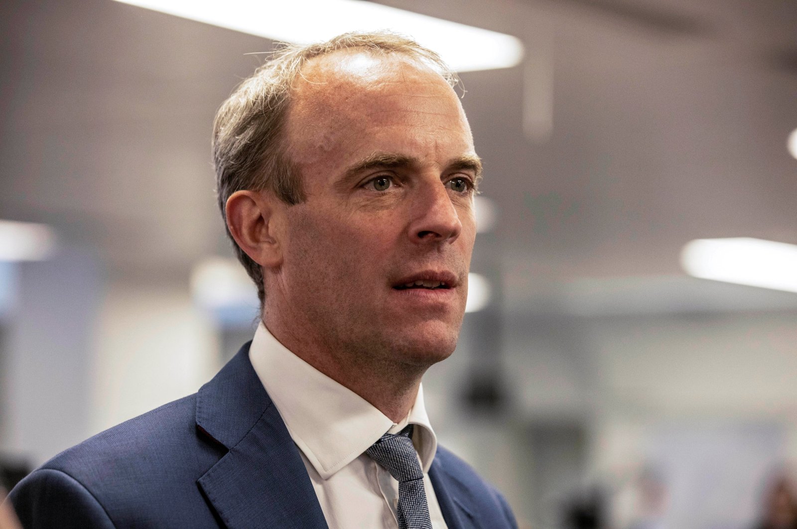 Britain's Foreign Secretary Dominic Raab looks on during a visit of Prime Minister Boris Johnson at the Foreign, Commonwealth and Development Office (FCDO) Crisis Center in London, U.K., Aug. 27, 2021. (Reuters Photo)