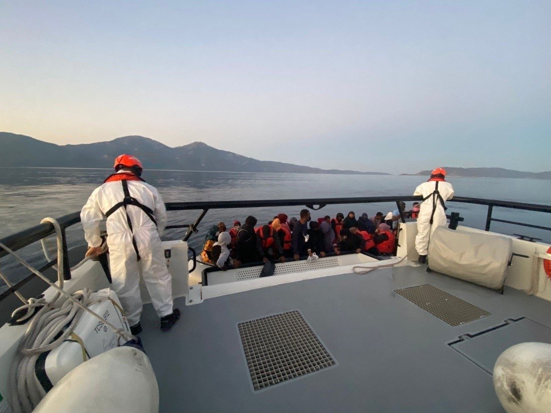 Asylum-seekers were rescued off southwestern Aydın province, Turkey, Sept. 1, 2021. (IHA Photo)