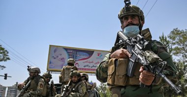 A Taliban special forces unit stands guard on a street in Kabul, Afghanistan, Aug. 29, 2021. (AFP Photo)