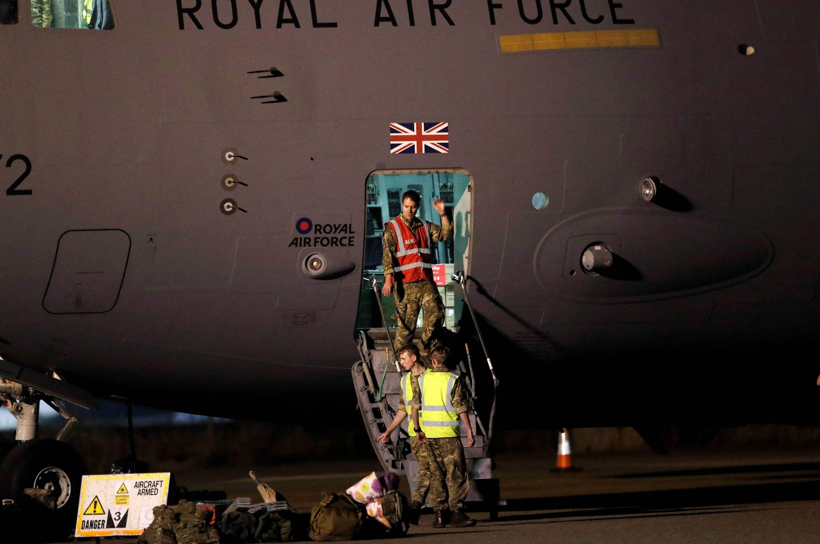British Armed Forces personnel arrive in Brize Norton station after returning from deployment as part of Operation Pitting to evacuate British nationals and eligible personnel from Afghanistan, in Oxfordshire, southern England, on Aug. 29, 2021. (AFP Photo)