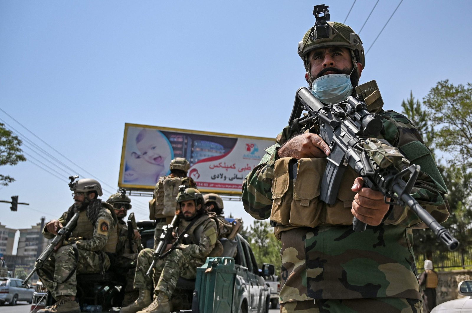 A Taliban special forces unit stands guard on a street in Kabul, Afghanistan, Aug. 29, 2021. (AFP Photo)