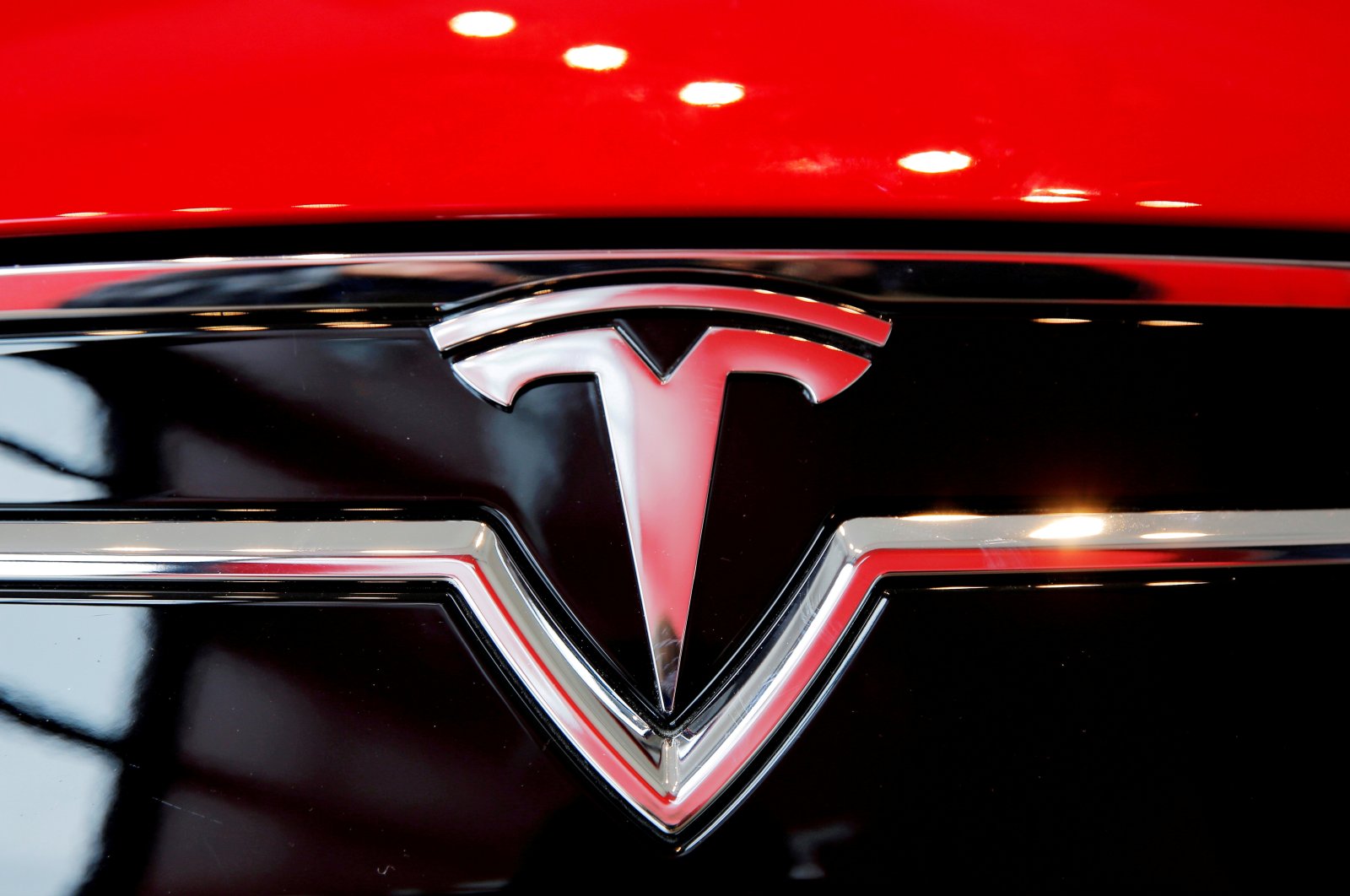 A Tesla logo on a Model S inside a Tesla dealership in New York, U.S., April 29, 2016. (Reuters File Photo)
