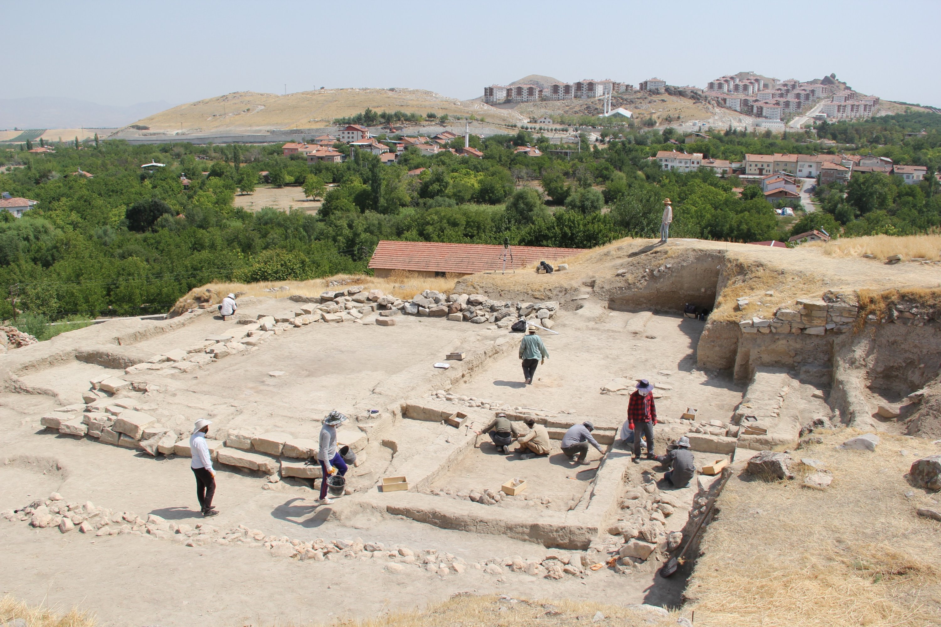 Excavations continue at the 7,000-year-old Arslantepe Mound UNESCO World Heritage site, Malatya, eastern Turkey, Sept. 2, 2021. (Yeter Erdine / AA Photo)
