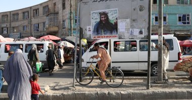 A photo of a martyred Taliban soldier is displayed on a billboard in Kabul, Afghanistan, Sept. 1, 2021. (West Asia News Agency via Reuters)