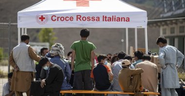 The reception center for Afghan refugees organized by the Italian Red Cross in Avezzano, Italy, Sept. 1, 2021. (EPA Photo)
