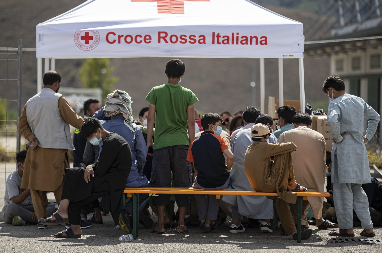 The reception center for Afghan refugees organized by the Italian Red Cross in Avezzano, Italy, Sept. 1, 2021. (EPA Photo)