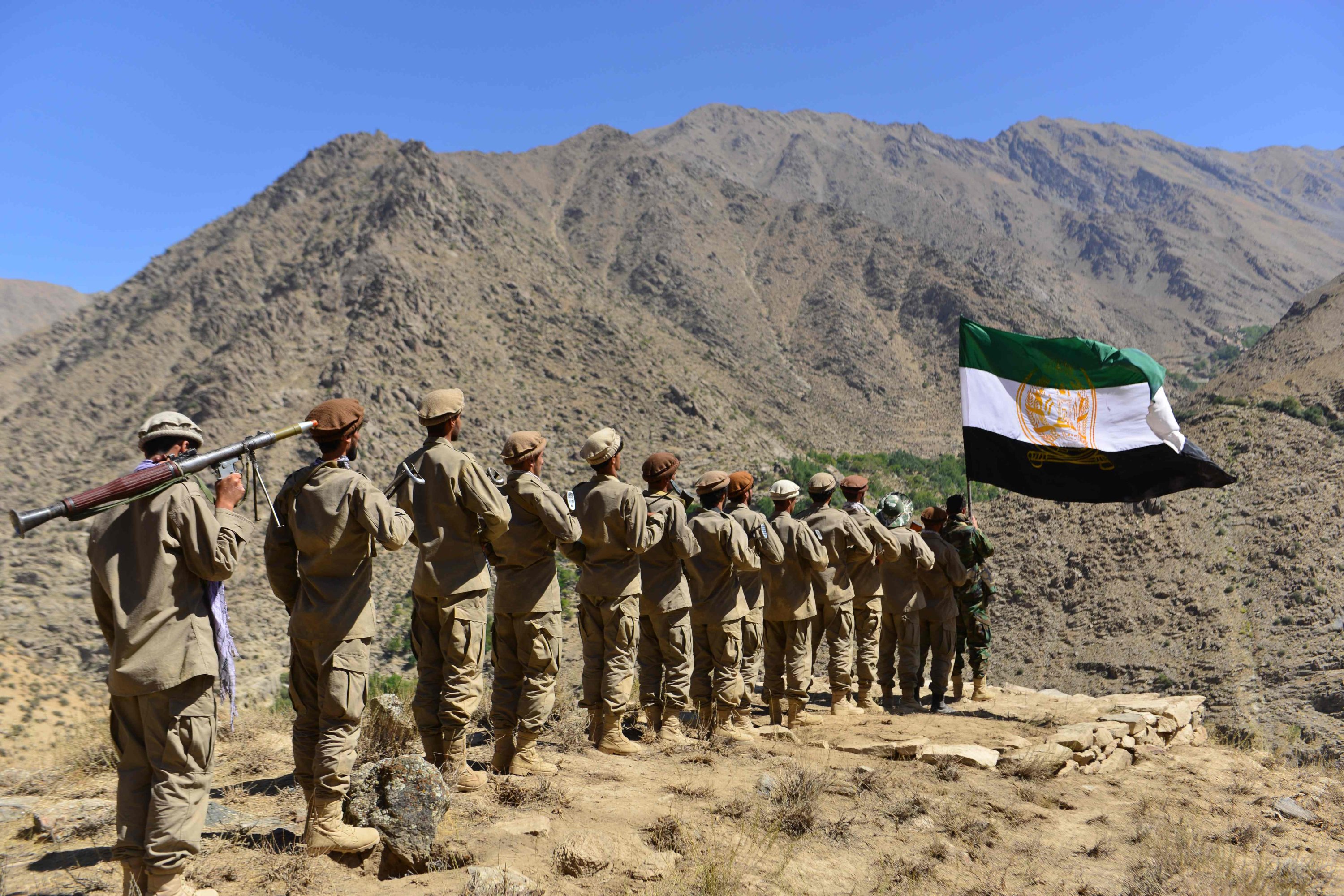 Afghan resistance movement and anti-Taliban uprising forces take part in military training at Malimah area of Dara district in Panjshir province, Afghanistan, Sept. 2, 2021, as the valley remains the last major holdout of anti-Taliban forces. (AFP Photo)