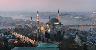 A view of Istanbul at night, the Golden Horn in the distance. (Shutterstock Photo)