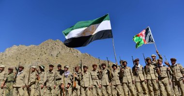 Afghan resistance movement and anti-Taliban uprising forces take part in military training at the Malimah area of Dara district in Panjshir province, Afghanistan, Sept. 2, 2021. (AFP Photo)