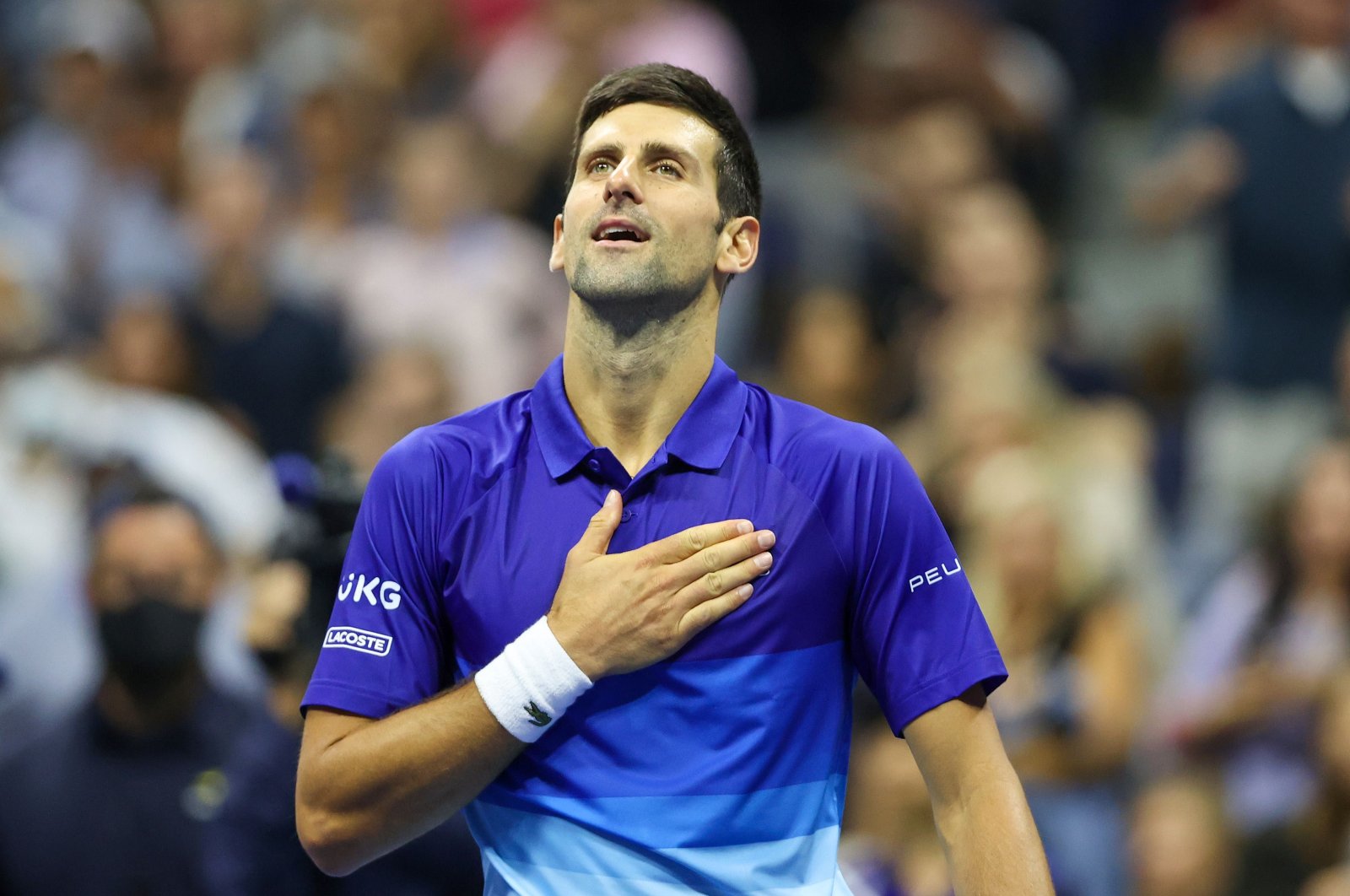 Serbia's Novak Djokovic celebrates after defeating the Netherland's Tallon Griekspoor in the U.S. Open men's singles second round, New York, U.S., Sept. 02, 2021. (AFP Photo)