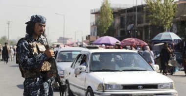 Taliban fighter stand guards in the city of Kabul, Afghanistan, Sept. 4, 2021. (AP Photo)