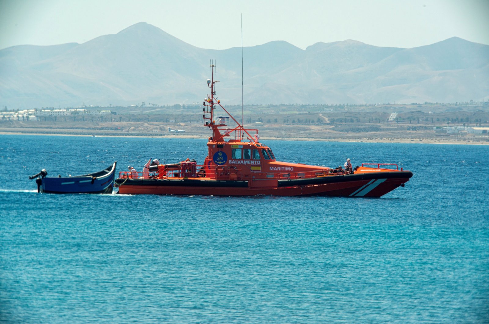 Spanish Sea Rescue (Salvamento Maritimo) vessel 'Salvamar Al Nair' arrives to Arrecife's port, in Lanzarote, Canary Islands, Spain, September 1, 2021. (EPA Photo)
