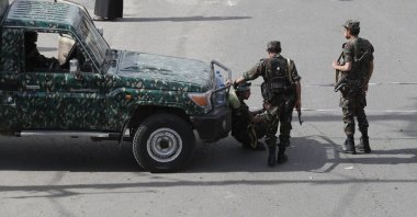 Houthi fighters stand guard during a rally as the prolonged fighting escalates between the warring factions in Yemen, in Sanaa, Yemen, Sept. 2, 2021. (EPA Photo)