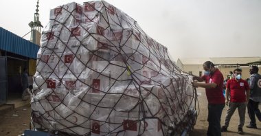 Humanitarian aid provided by Turkey is delivered to Khartoum, Sudan, June 17, 2020. (AA Photo)